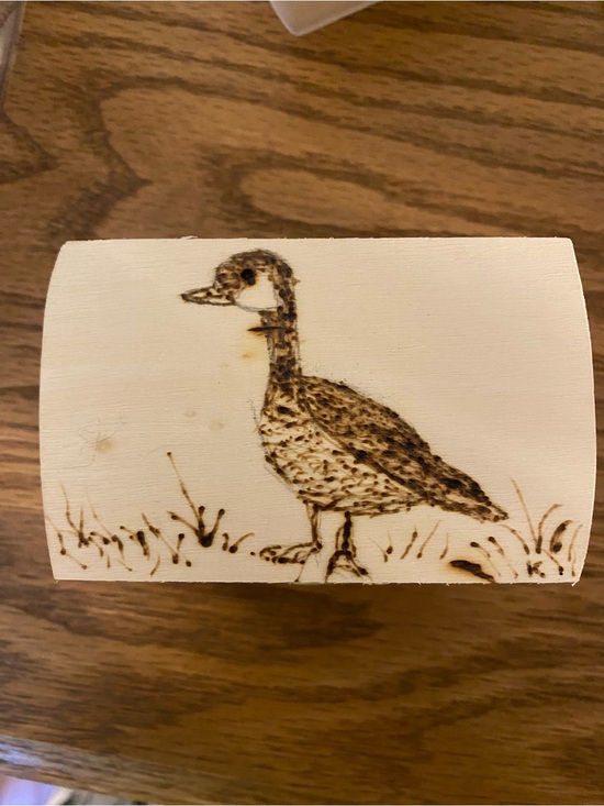 Other - Hand-Burned Wooden Box with Goose Illustration - Natural Wood